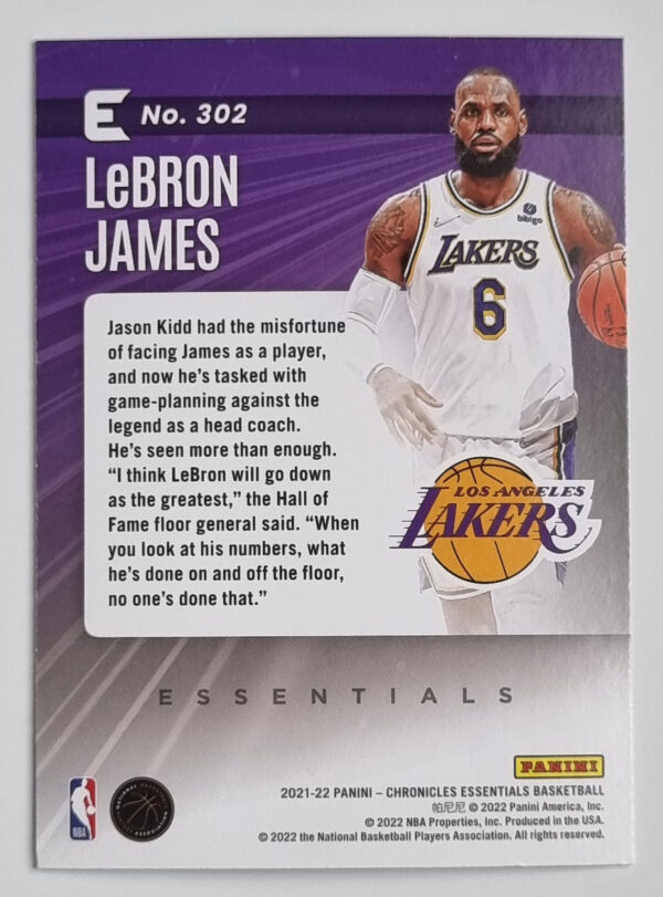 2021-22 Panini Chronicles #302 LeBron James/Essentials – Image 2