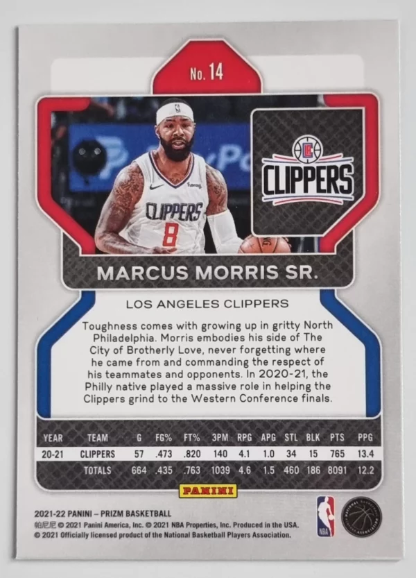 2021-22 Panini Prizm #14 Marcus Morris Sr. – Image 2