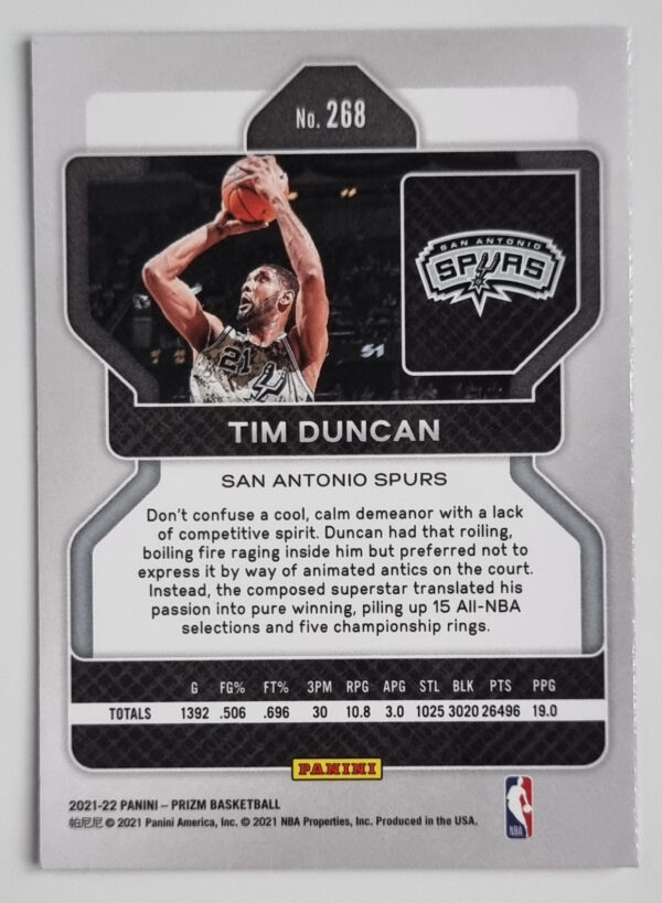 2021-22 Panini Prizm #268 Tim Duncan – Image 2