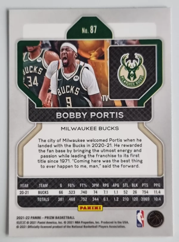 2021-22 Panini Prizm #87 Bobby Portis – Image 2