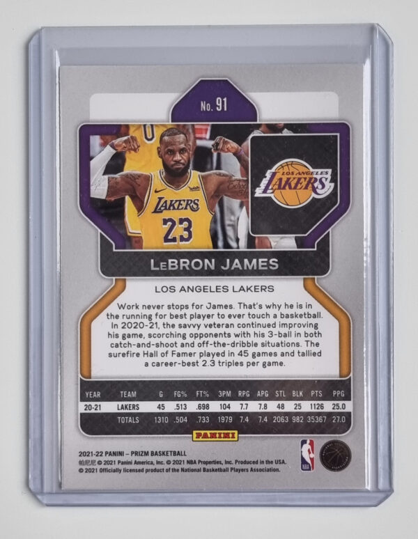 2021-22 Panini Prizm #91 LeBron James – Image 2