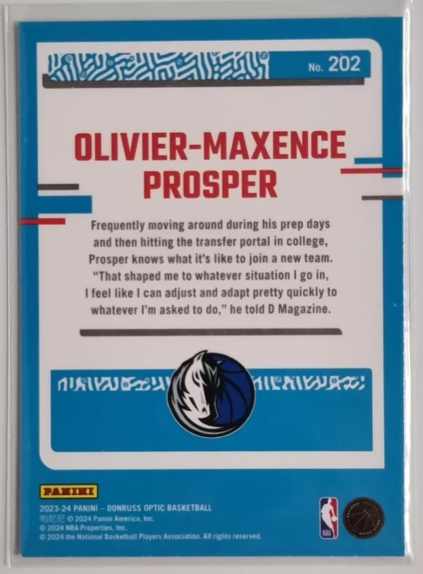 2023-24 Donruss Optic #202 Olivier-Maxence Prosper RR RC – Image 2
