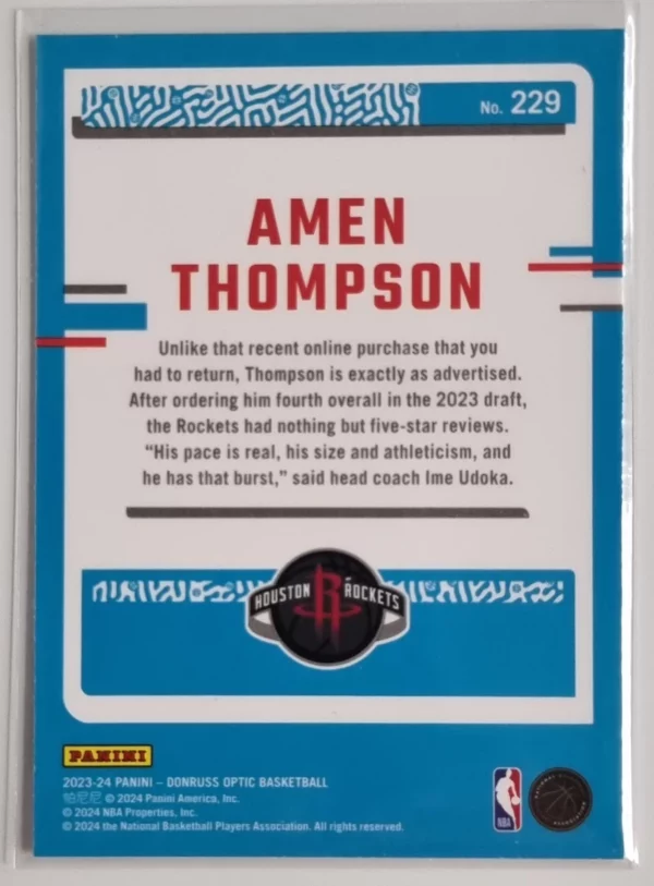 2023-24 Donruss Optic #229 Amen Thompson RR RC – Image 2