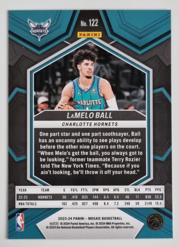 2023-24 Panini Mosaic #122 LaMelo Ball – Image 2
