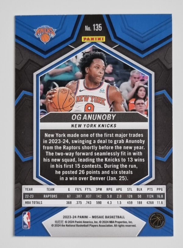 2023-24 Panini Mosaic #135 OG Anunoby – Image 2