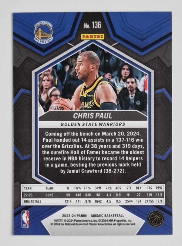 2023-24 Panini Mosaic #136 Chris Paul – Image 2