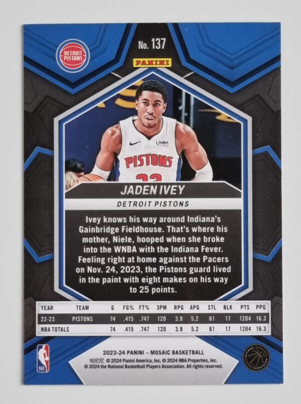 2023-24 Panini Mosaic #137 Jaden Ivey – Image 2