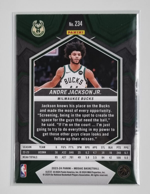 2023-24 Panini Mosaic #234 Andre Jackson Jr. RC – Image 2