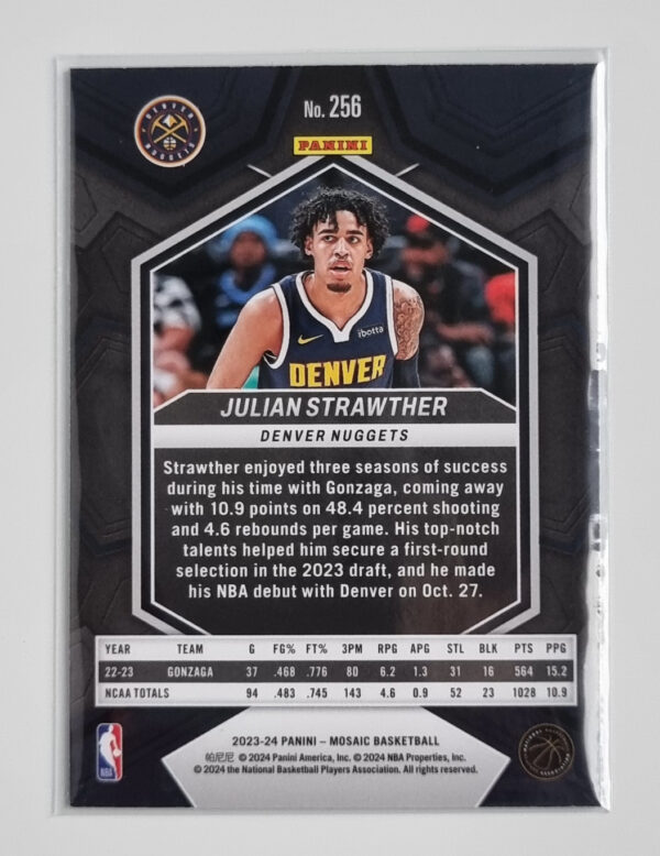 2023-24 Panini Mosaic #256 Julian Strawther/NBA Debut – Image 2