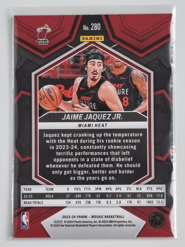 2023-24 Panini Mosaic #280 Jaime Jaquez Jr./City Edition – Image 2