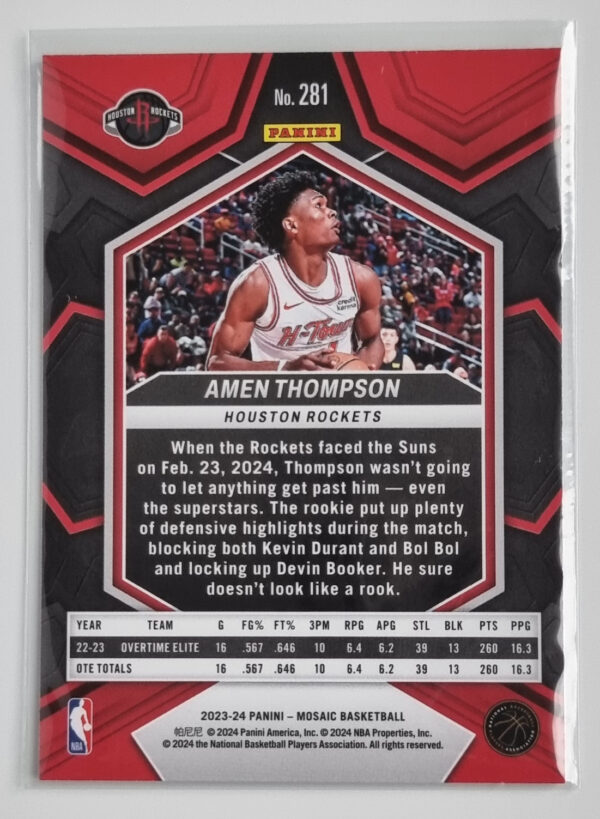 2023-24 Panini Mosaic #281 Amen Thompson/City Edition – Image 2