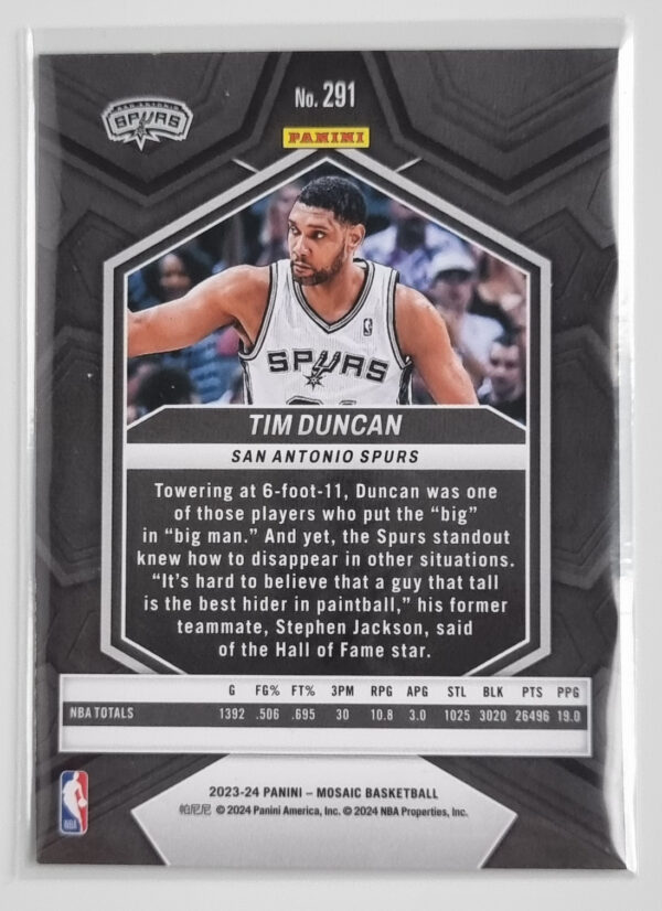 2023-24 Panini Mosaic #291 Tim Duncan/NBA Greats – Image 2