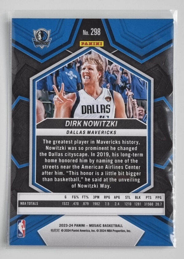 2023-24 Panini Mosaic #298 Dirk Nowitzki/NBA Greats – Image 2