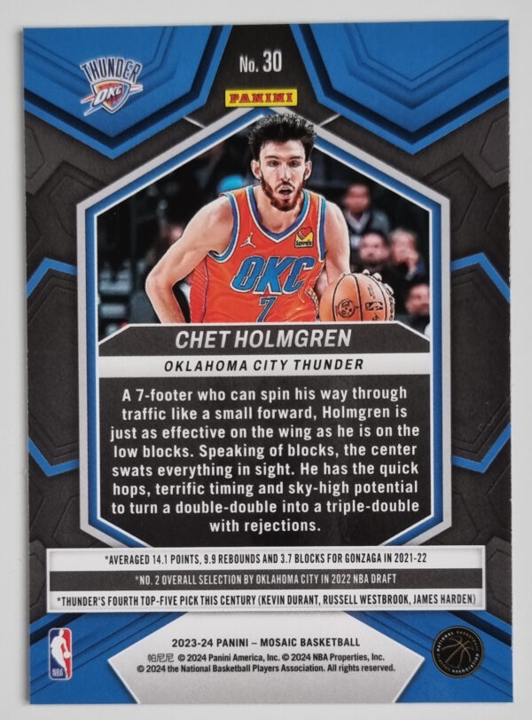2023-24 Panini Mosaic #30 Chet Holmgren – Image 2