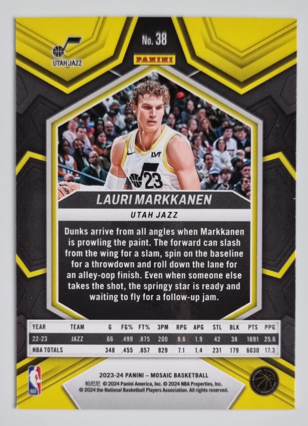 2023-24 Panini Mosaic #38 Lauri Markkanen – Image 2