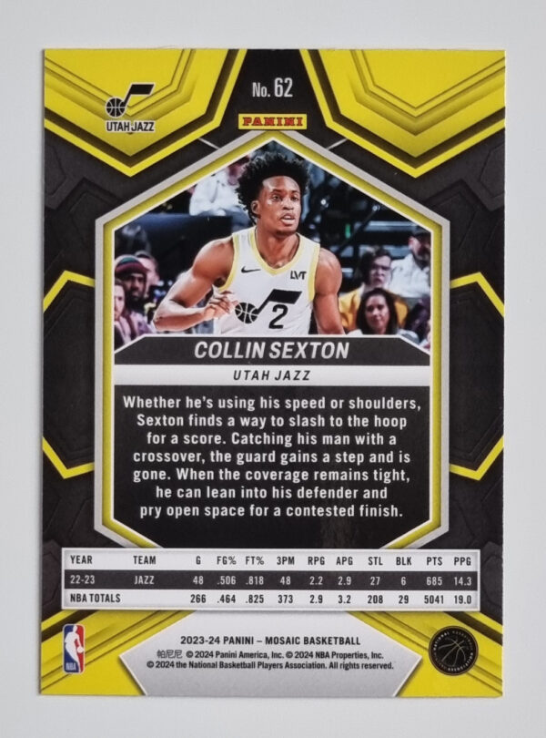 2023-24 Panini Mosaic #62 Collin Sexton – Image 2