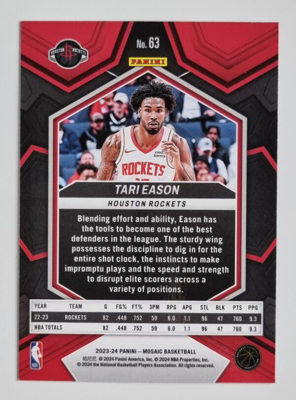 2023-24 Panini Mosaic #63 Tari Eason – Image 2
