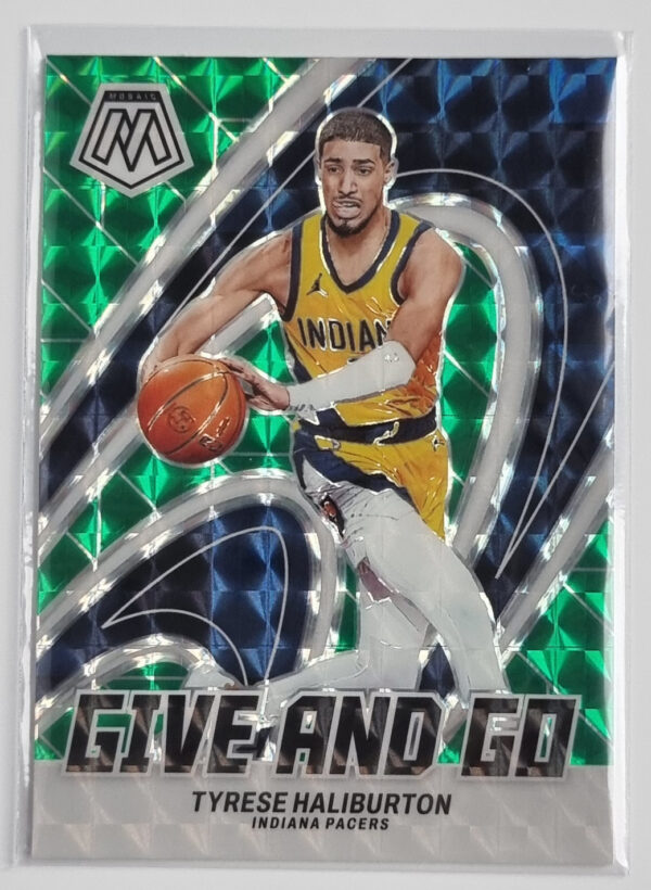 2023-24 Panini Mosaic Give and Go Mosaic Green #7 Tyrese Haliburton