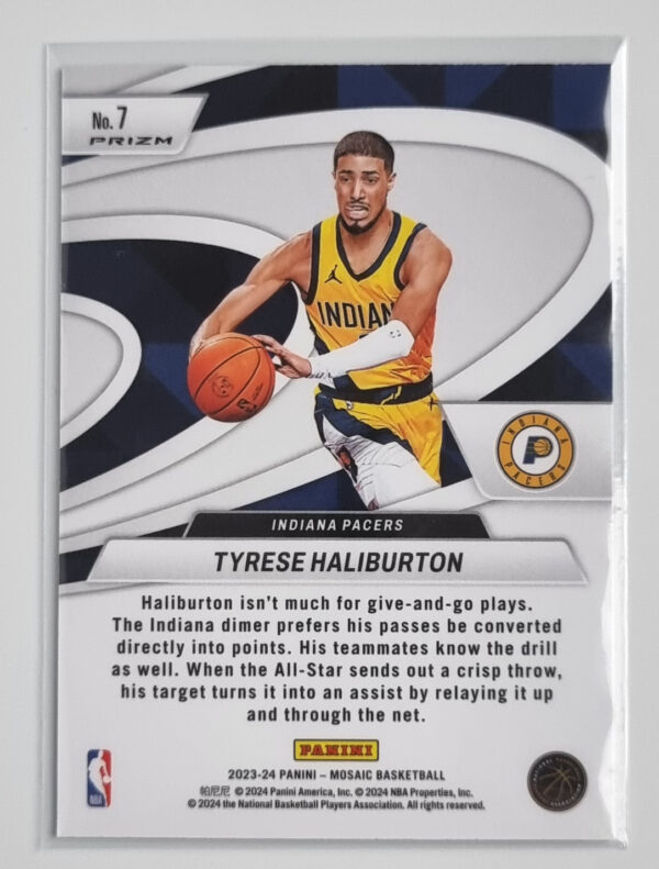 2023-24 Panini Mosaic Give and Go Mosaic Green #7 Tyrese Haliburton – Image 2