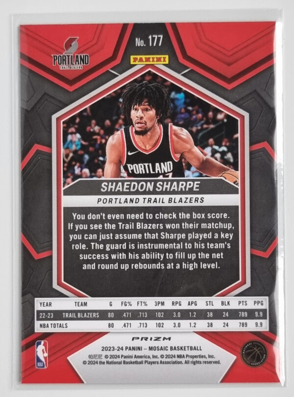 2023-24 Panini Mosaic Mosaic Green #177 Shaedon Sharpe – Image 2