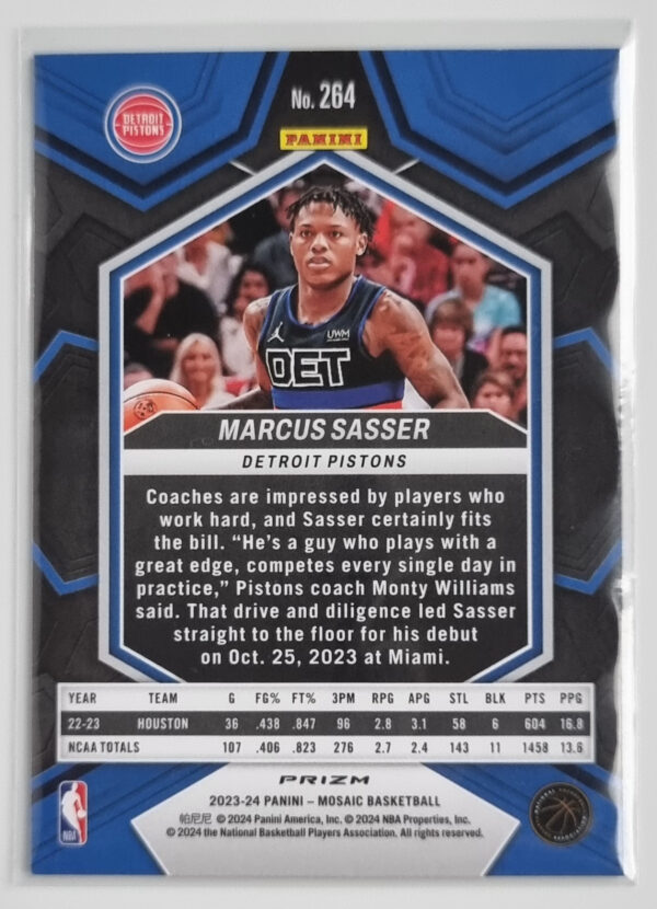 2023-24 Panini Mosaic Mosaic Green #264 Marcus Sasser/NBA Debut – Image 2