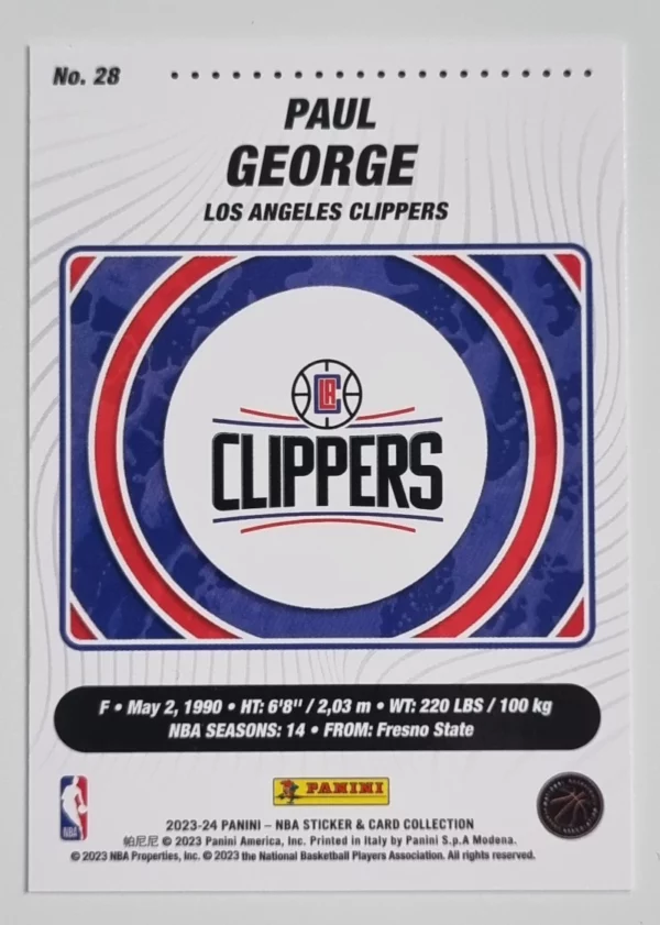 2023-24 Panini Stickers Cards #28 Paul George – Image 2