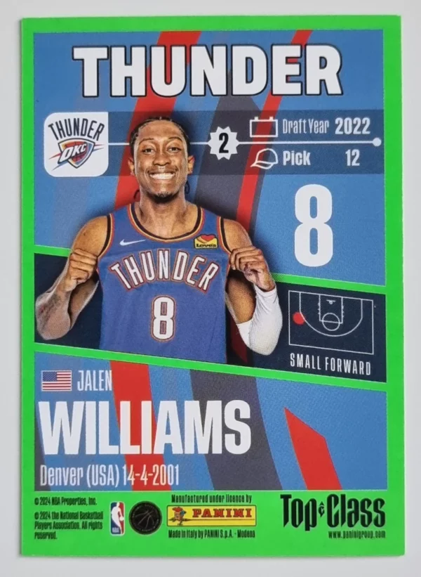 2023-24 Panini Top Class #110 Jalen Williams – Image 2