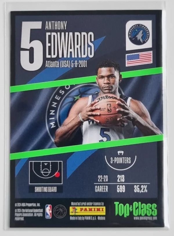 2023-24 Panini Top Class #213 Anthony Edwards/Rainbow Master – Image 2