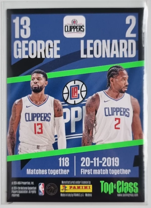 2023-24 Panini Top Class #229 Paul George/Kawhi Leonard – Image 2