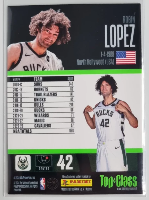 2023-24 Panini Top Class #239 Robin Lopez/Master Class – Image 2