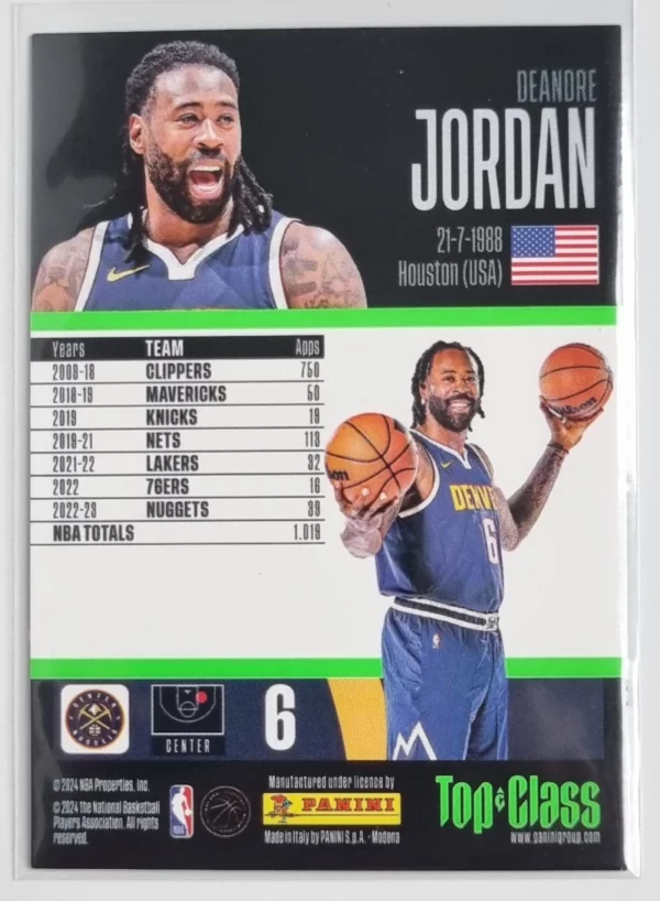 2023-24 Panini Top Class #242 Deandre Jordan/Master Class – Image 2