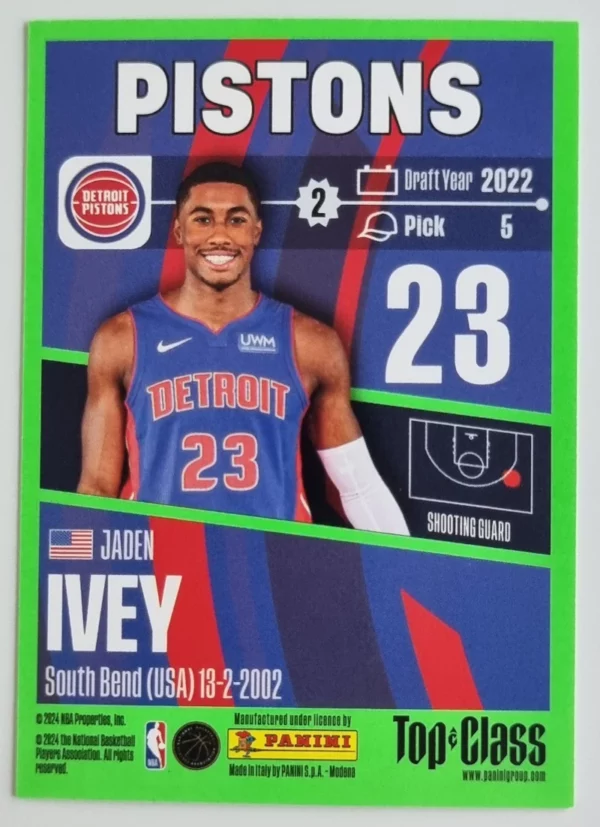 2023-24 Panini Top Class #29 Jaden Ivey – Image 2