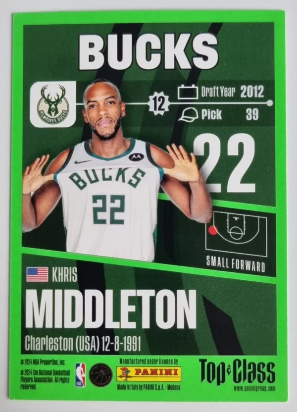 2023-24 Panini Top Class #41 Khris Middleton – Image 2