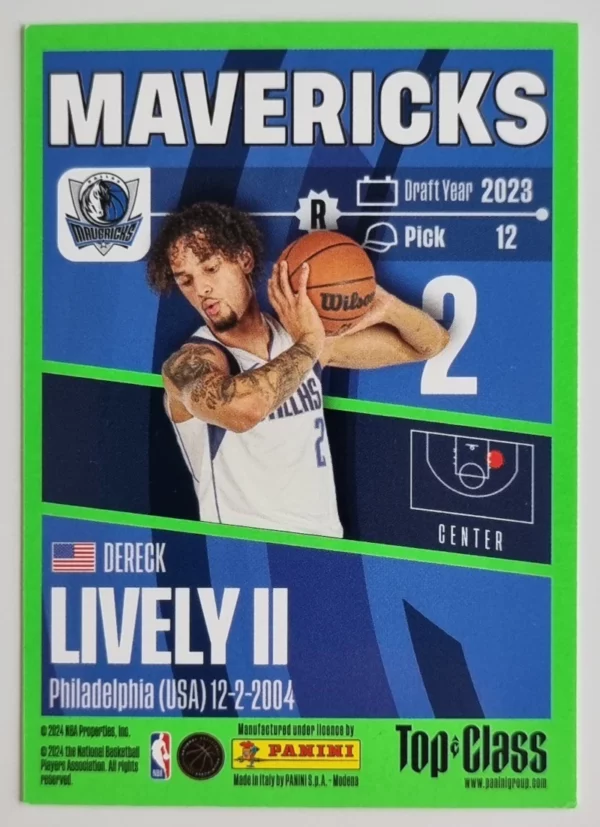 2023-24 Panini Top Class #70 Dereck Lively II – Image 2