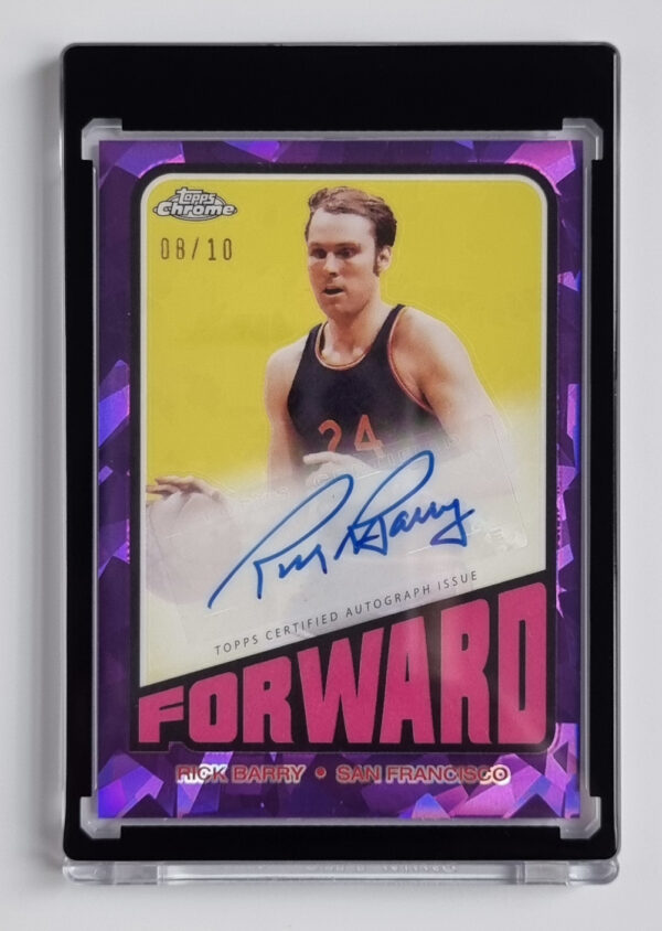 2023-24 Topps Chrome Sapphire '72 Topps Autographs Purple Refractors #TARB Rick Barry