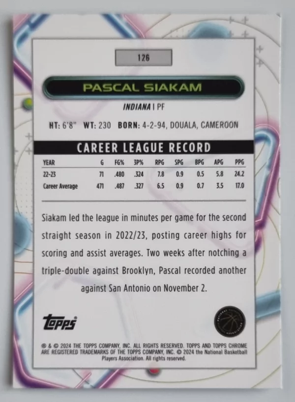 2023-24 Topps Cosmic Chrome #126 Pascal Siakam – Image 2