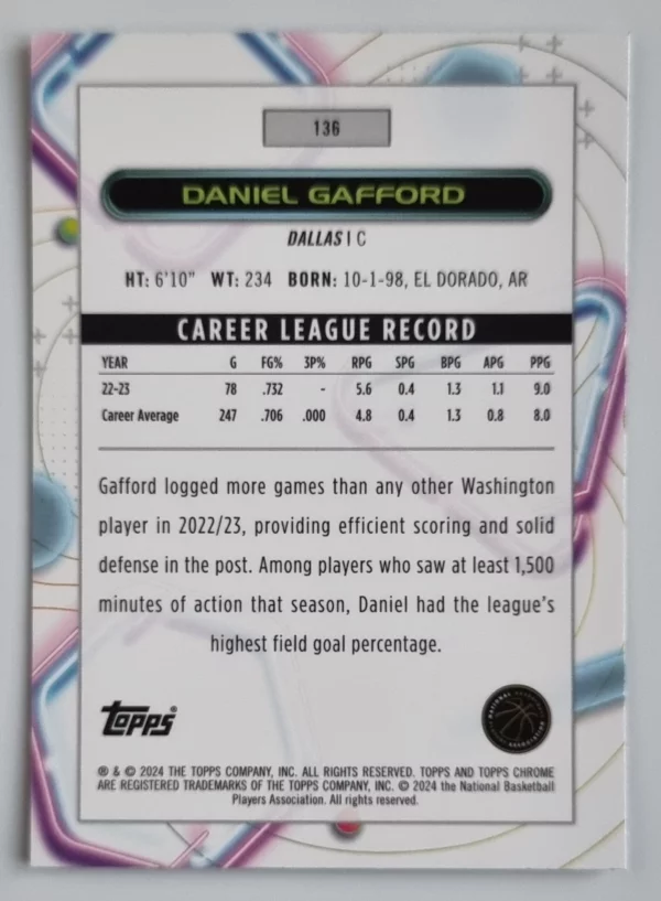 2023-24 Topps Cosmic Chrome #136 Daniel Gafford – Image 2
