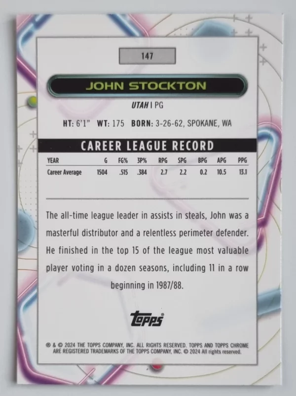 2023-24 Topps Cosmic Chrome #147 John Stockton – Image 2
