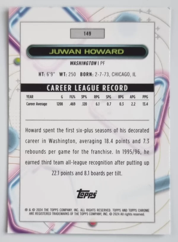 2023-24 Topps Cosmic Chrome #149 Juwan Howard – Image 2