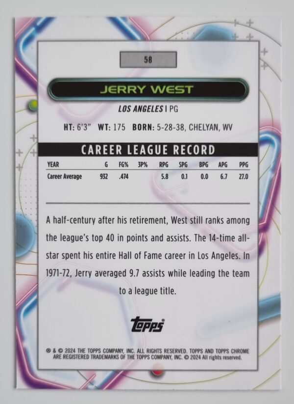 2023-24 Topps Cosmic Chrome #58 Jerry West – Image 2