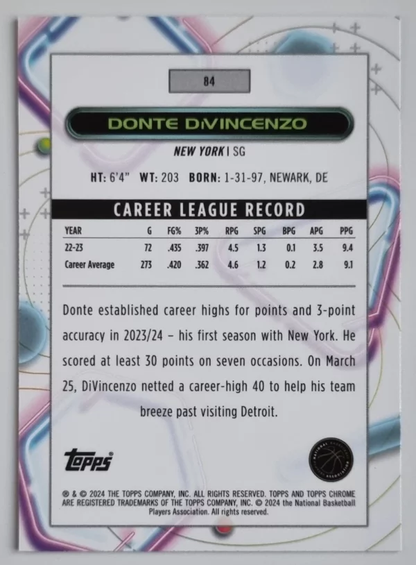 2023-24 Topps Cosmic Chrome #84 Donte DiVincenzo – Image 2