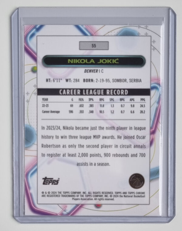 2023-24 Topps Cosmic Chrome Aqua Equinox Refractors #55 Nikola Jokic – Image 2