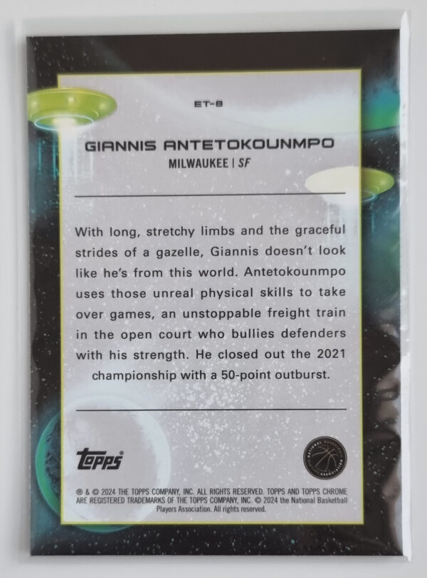 2023-24 Topps Cosmic Chrome Extraterrestrial Talent #ET8 Giannis Antetokounmpo – Image 2