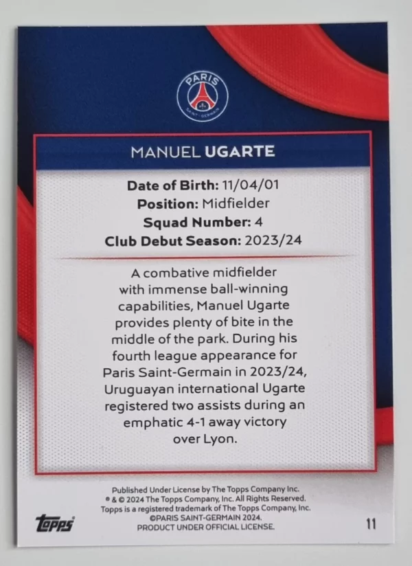 2023-24 Topps Paris Saint-Germain Team Set #11 Manuel Ugarte – Image 2