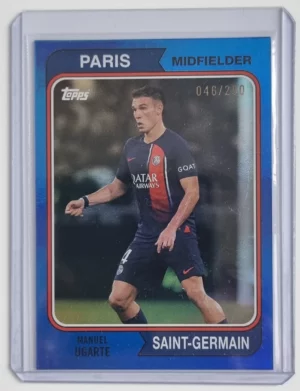 2023-24 Topps Paris Saint-Germain Team Set #42 1974 Topps Manuel Ugarte Blue /250