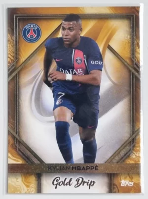 2023-24 Topps Paris Saint-Germain Team Set #47 Gold Drip Kylian Mbappe