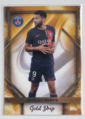 2023-24 Topps Paris Saint-Germain Team Set #50 Gold Drip Goncalo Ramos