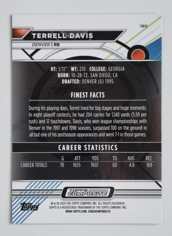 2023 Topps Composite #180 Terrell Davis FINEST – Image 2