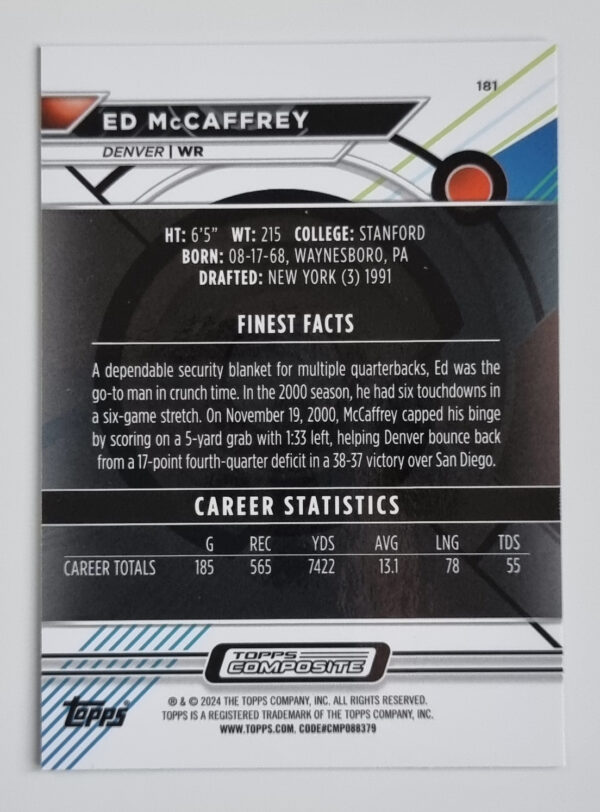 2023 Topps Composite #181 Ed McCaffrey FINEST – Image 2