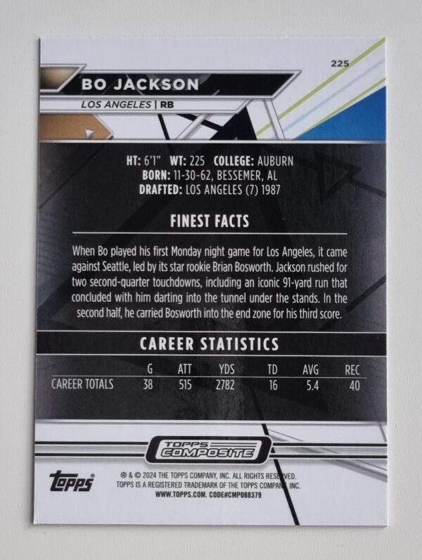 2023 Topps Composite #225 Bo Jackson FINEST – Image 2